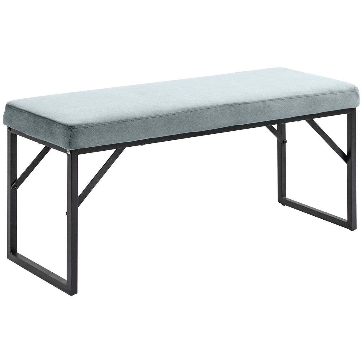 Bench, Upholstered Bench, Bed Bench In Velvet Look, Make-Up Bench, Hallway Bench For Living Room, Bedroom, Load Capacity Up To 200 Kg, Steel, Blue