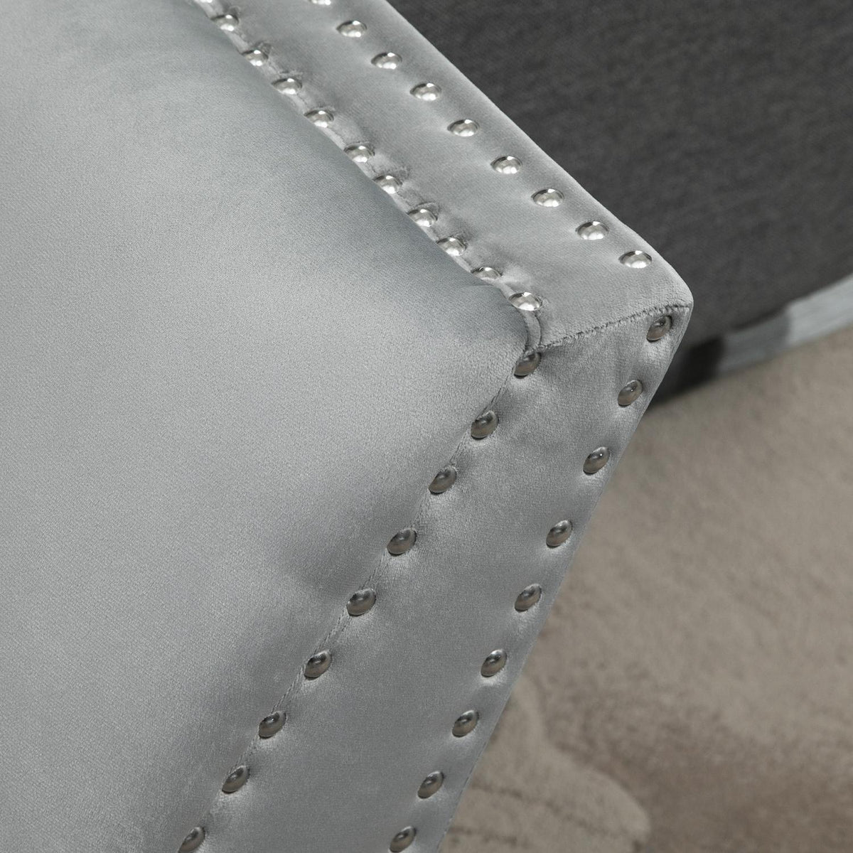 Bench Upholstered Bench Modern, Bed Bench With Buttons, Rubber Wood, Velvet, Light Gray, 114X46X56Cm