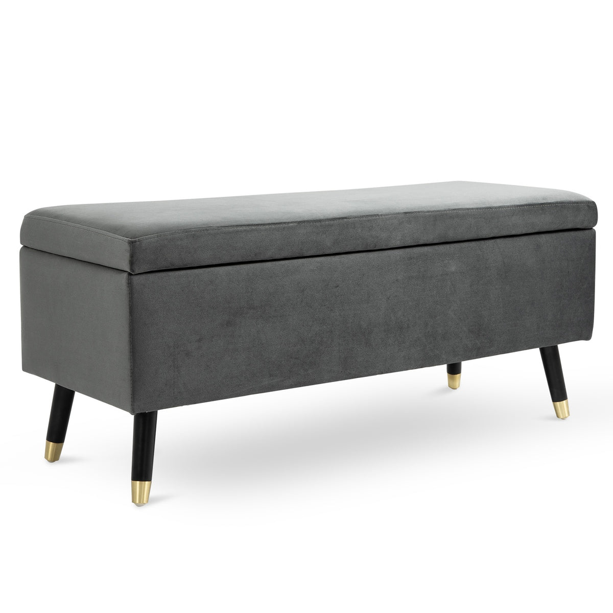 Bench, Upholstered Bench With Storage Space, Chest Bench, Metal, Foam, Rubber Wood, Charcoal Gray, 110 X 43 X 45 Cm