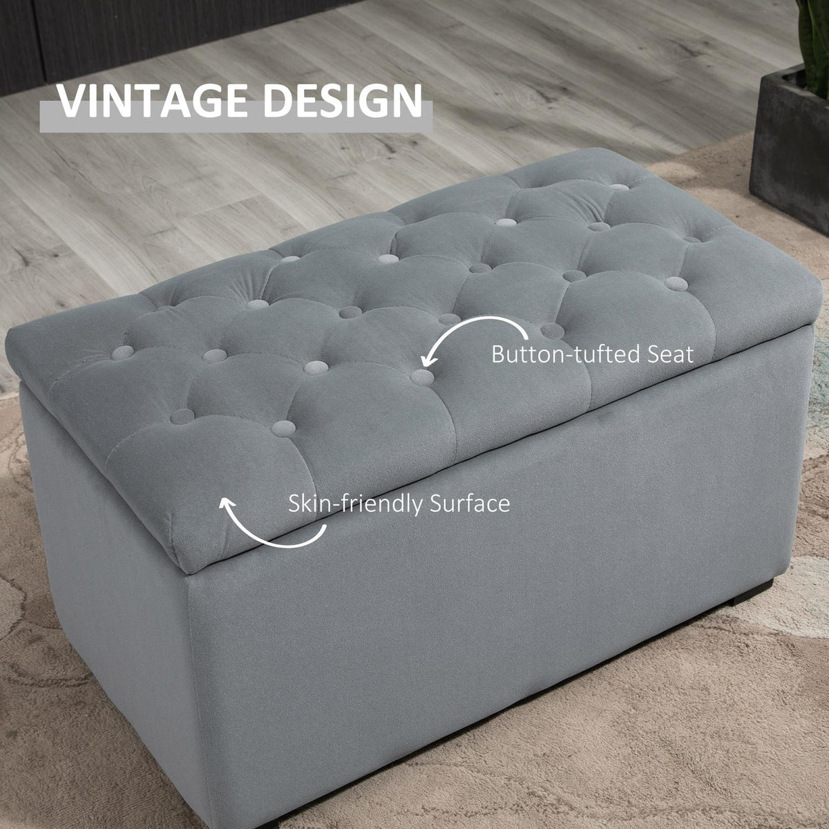Bench With Storage Space 2 X Stools, Upholstered Seat Chest, Foldable, Up To 130Kg, 75X40X42Cm