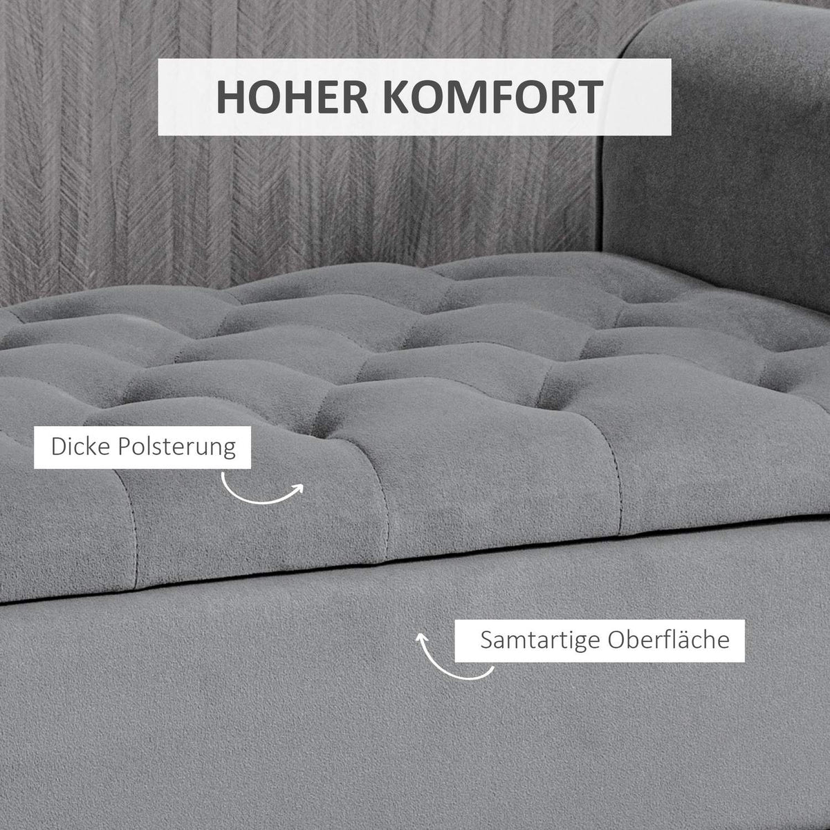 Bench With Storage Space, Upholstered Bench, Bed Bench, In Velvet Look, Hallway Bench For Bedroom, Load Capacity Up To 120 Kg, Gray, 126 X 48.5 X 57 Cm