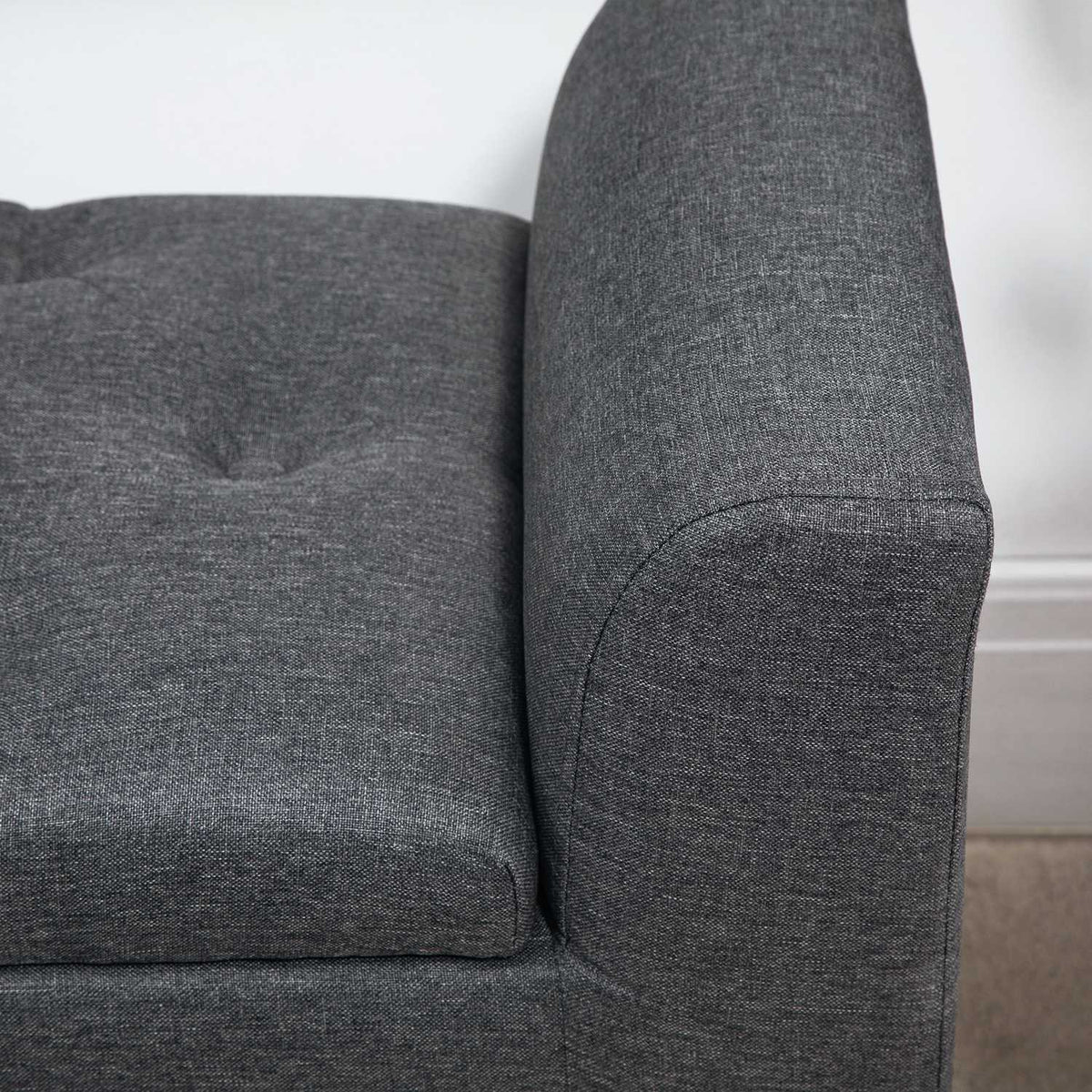 Bench With Storage Space, Upholstered Bench, Stool, Seat Chest, Load Capacity Up To 130 Kg, Linen Touch, Rubber Wood, Dark Gray, 116 X 44 X 58 Cm