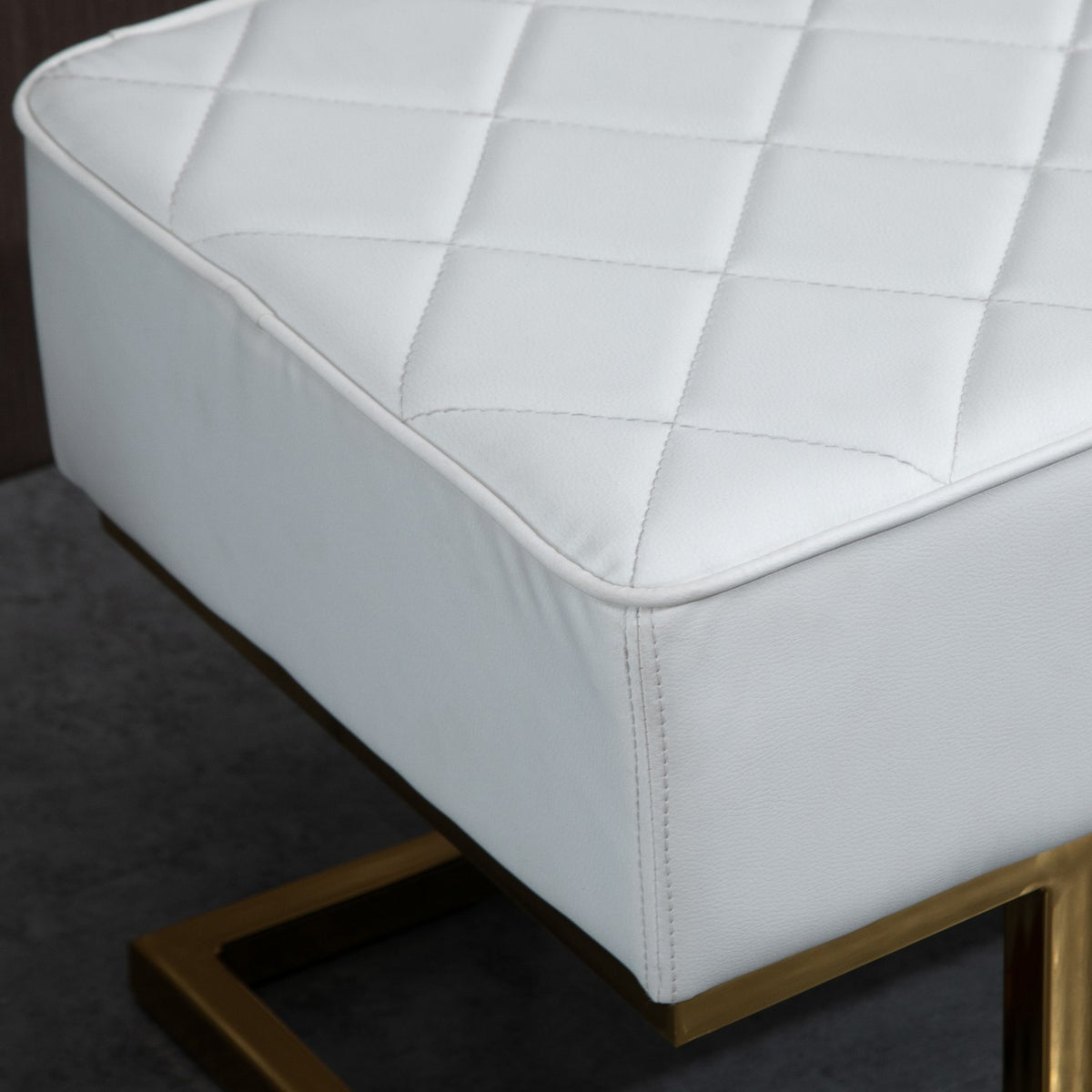 Bench chest bench for bedroom and living room, faux leather metal white gold 120x43x42 cm, stylish bed bench