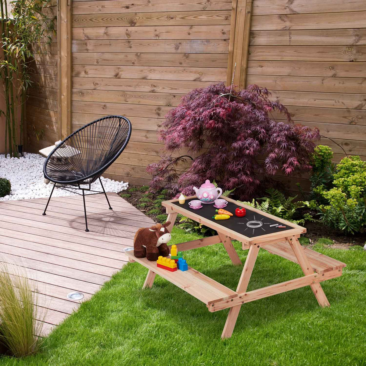 Bench table for children with chalkboard