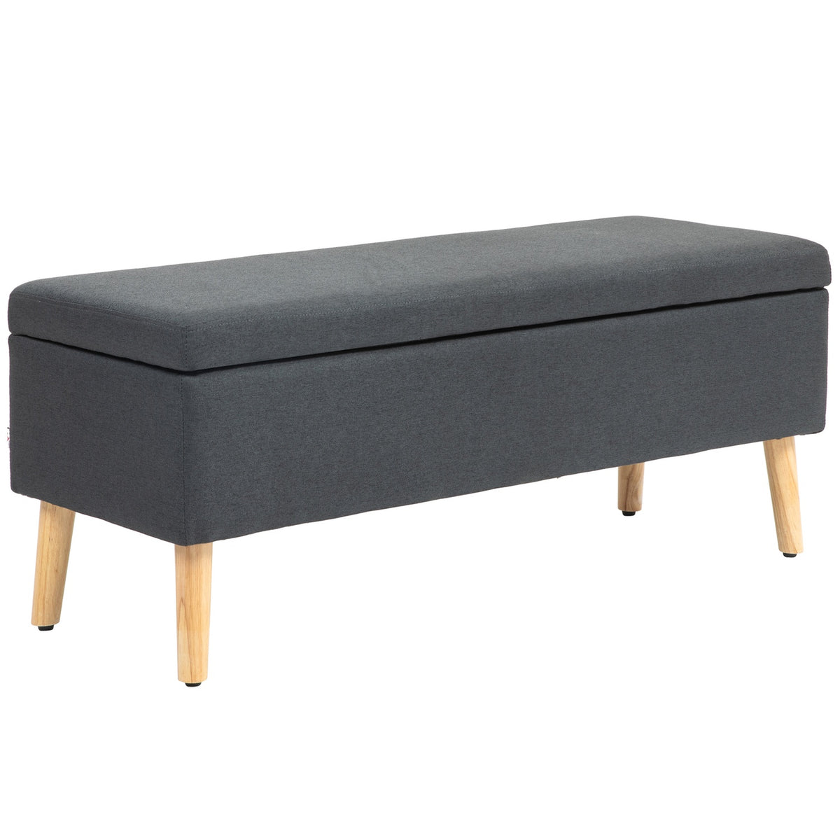 Bench upholstered bench with storage space bed bench with linen look for hallway bedroom living room rubber wood dark gray 110 x 39 x 45 cm