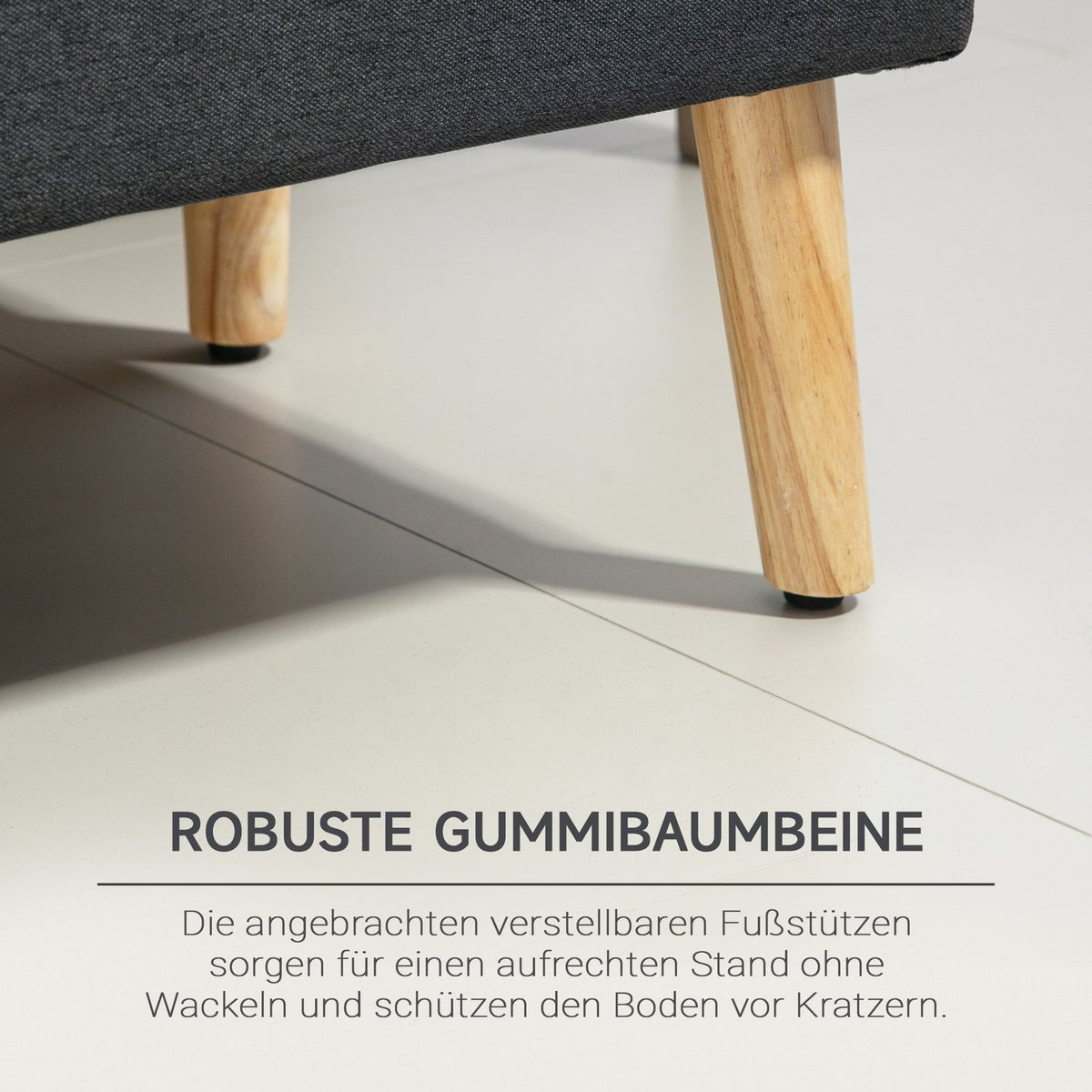 Bench upholstered bench with storage space bed bench with linen look for hallway bedroom living room rubber wood dark gray 110 x 39 x 45 cm