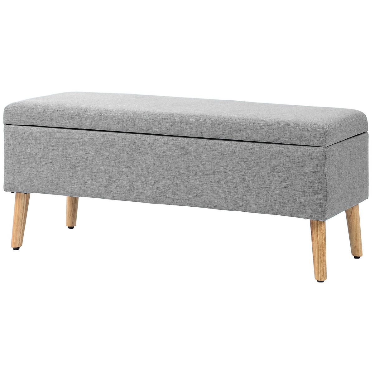 Bench upholstered bench with storage space bed bench with linen look for hallway bedroom living room rubber wood gray 110 x 39 x 45 cm