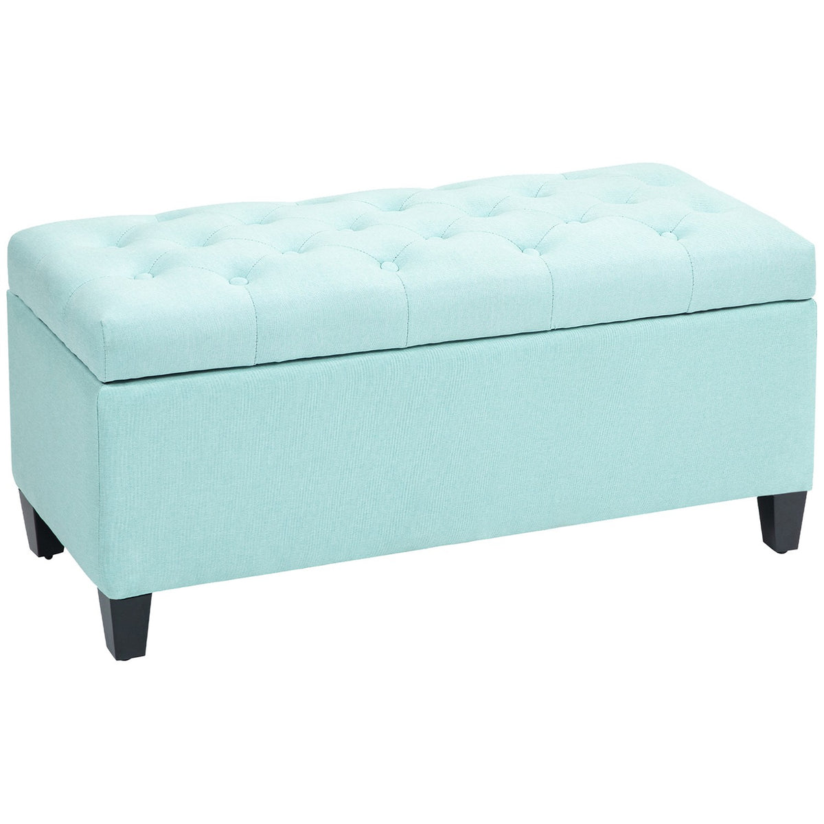 Bench upholstered bench with storage space chest bench hallway bedroom living room linen-like polyester rubber wood green 100 x 40 x 44 cm