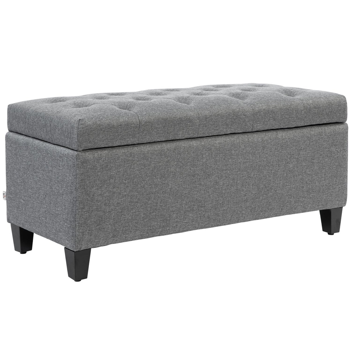Bench upholstered bench with storage space chest bench hallway bedroom living room linen-like polyester rubber wood light gray 100 x 40 x 44 cm