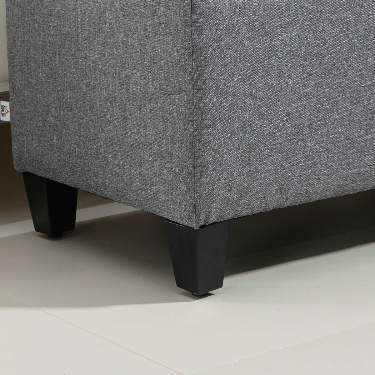 Bench upholstered bench with storage space chest bench hallway bedroom living room linen-like polyester rubber wood light gray 100 x 40 x 44 cm