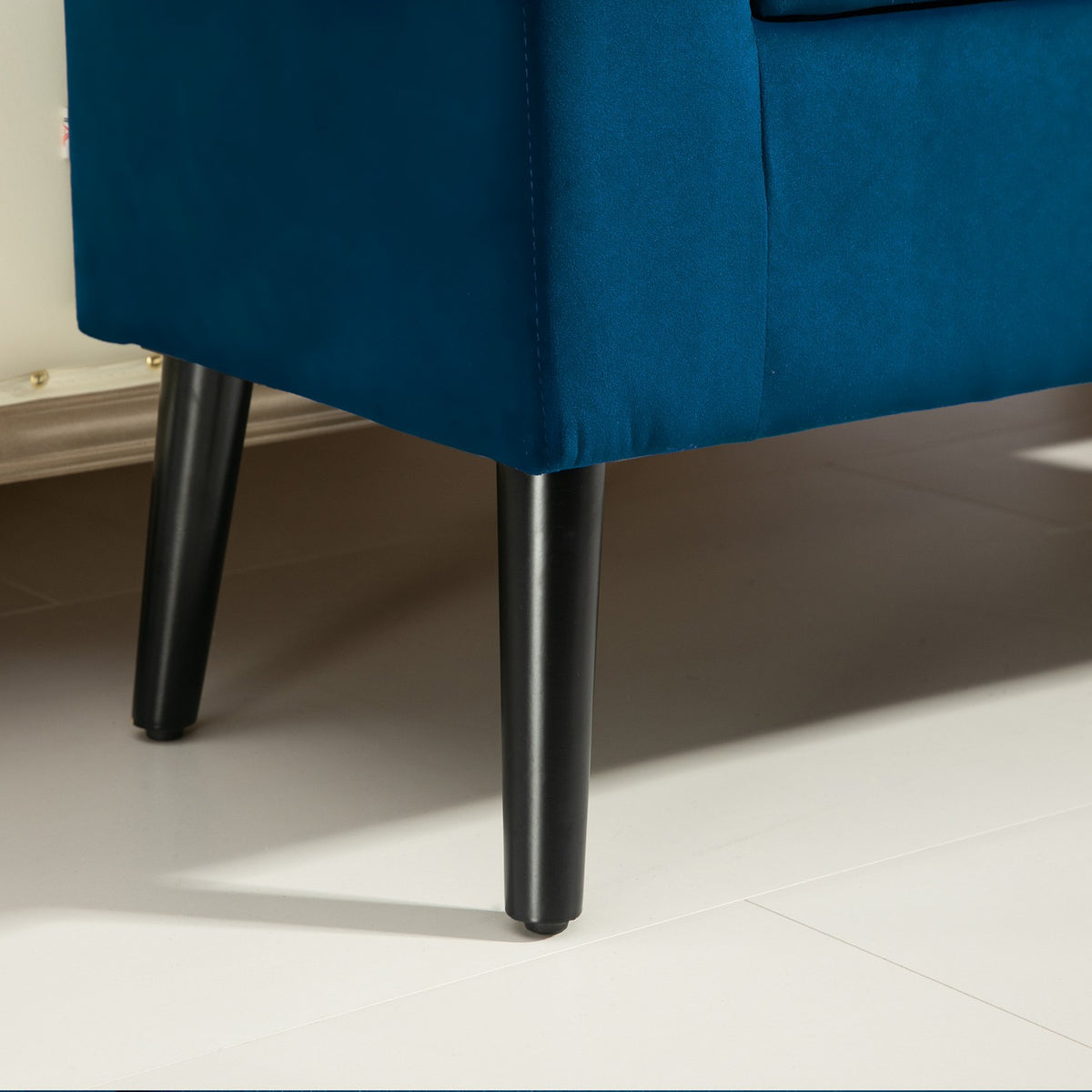 Bench upholstered bench with storage space chest bench with armrests seat height 46cm for hallway bedroom velvety polyester 111.5 x 41 x 65 cm dark blue