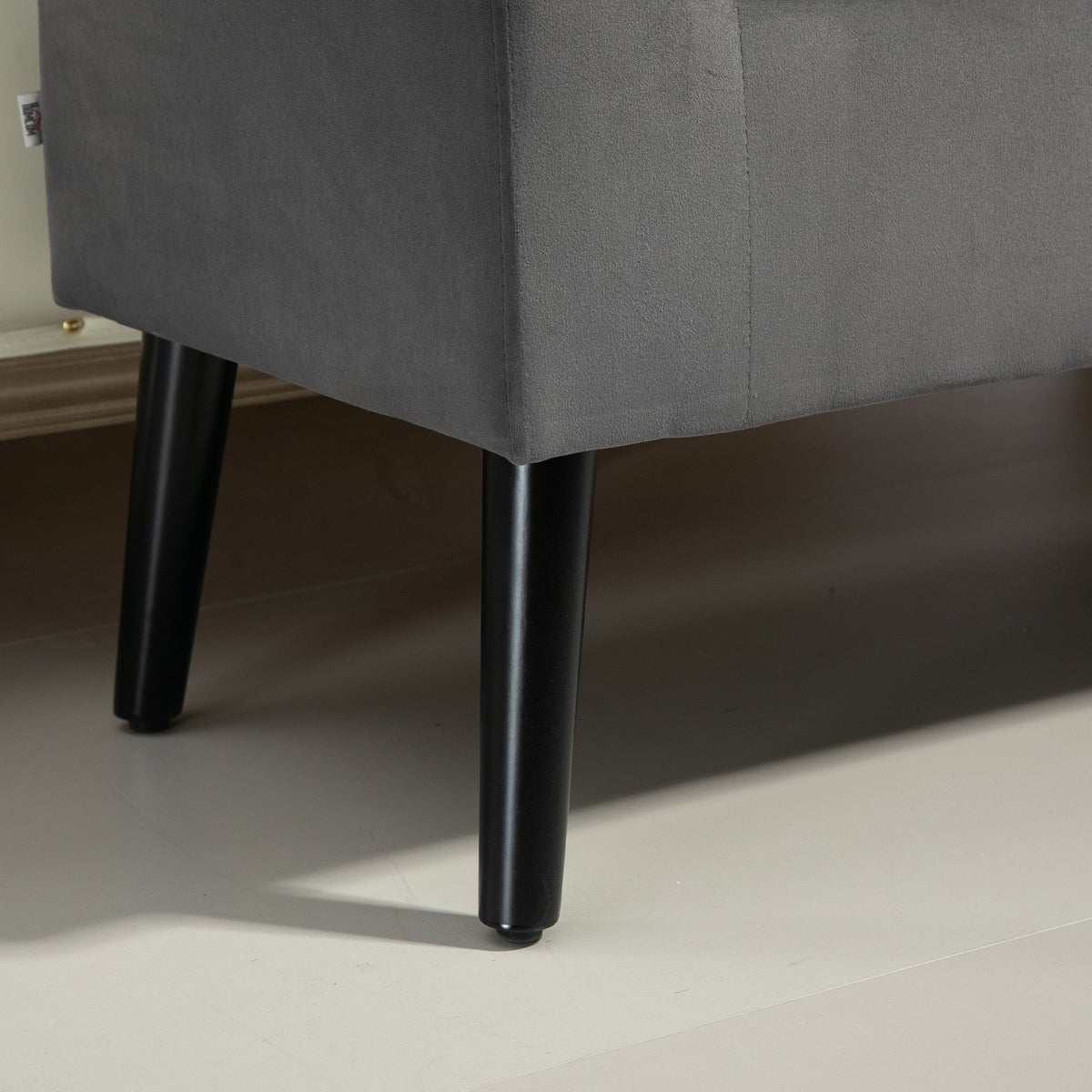 Bench upholstered bench with storage space chest bench with armrests seat height 46cm for hallway bedroom velvety polyester 111.5 x 41 x 65 cm dark gray