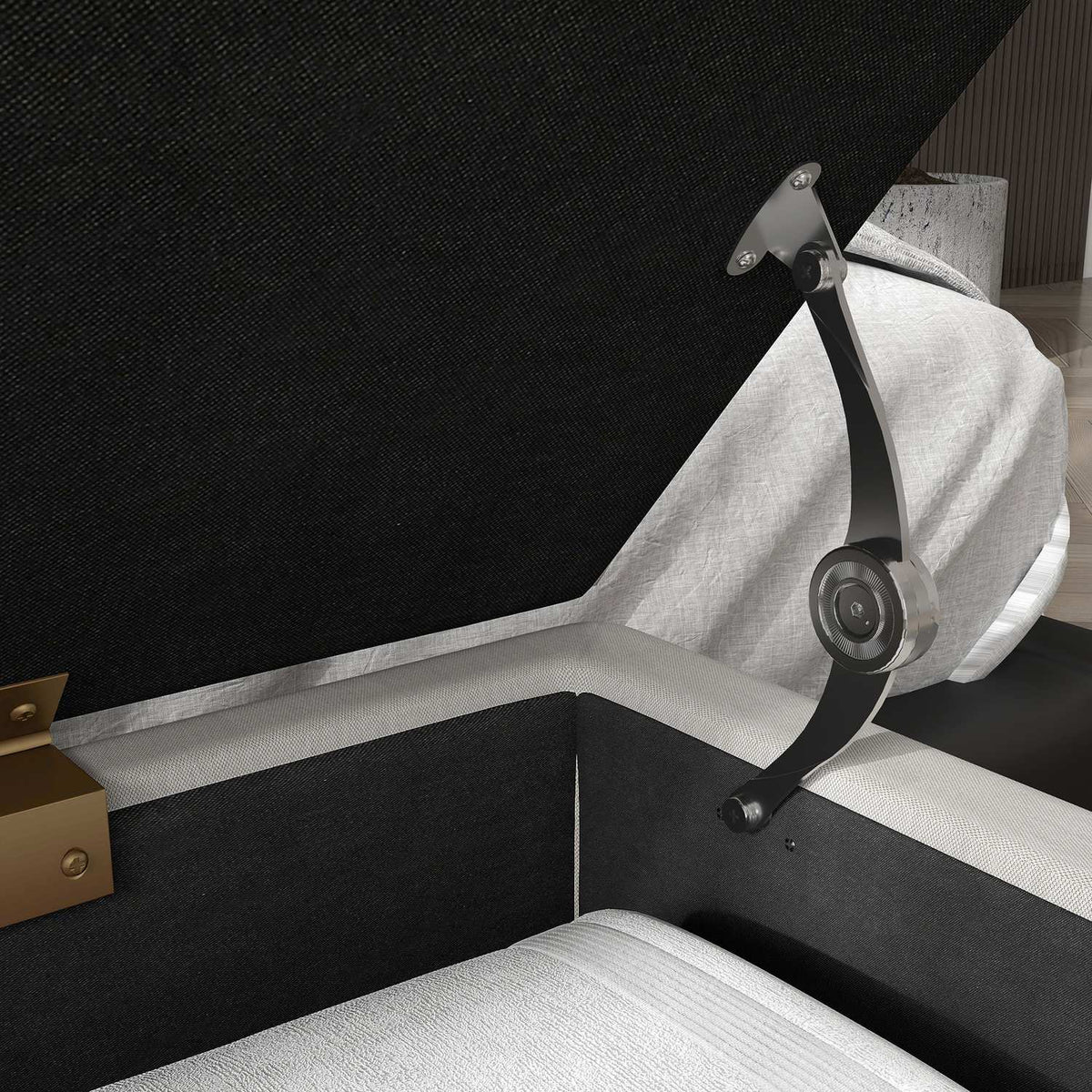 Bench upholstered bench with storage space, linen look, bed bench with steel legs, for bedroom, living room, hallway, 100 x 40 x 49 cm, cream