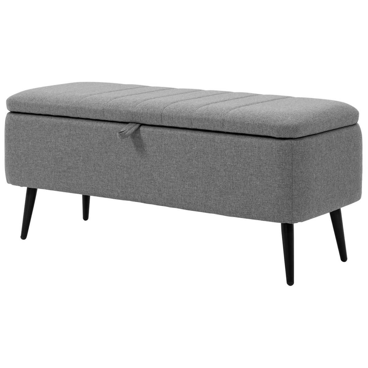 Bench with storage space Upholstered bench with linen look, seat chest with steel legs 102 x 40 x 44 cm, grey