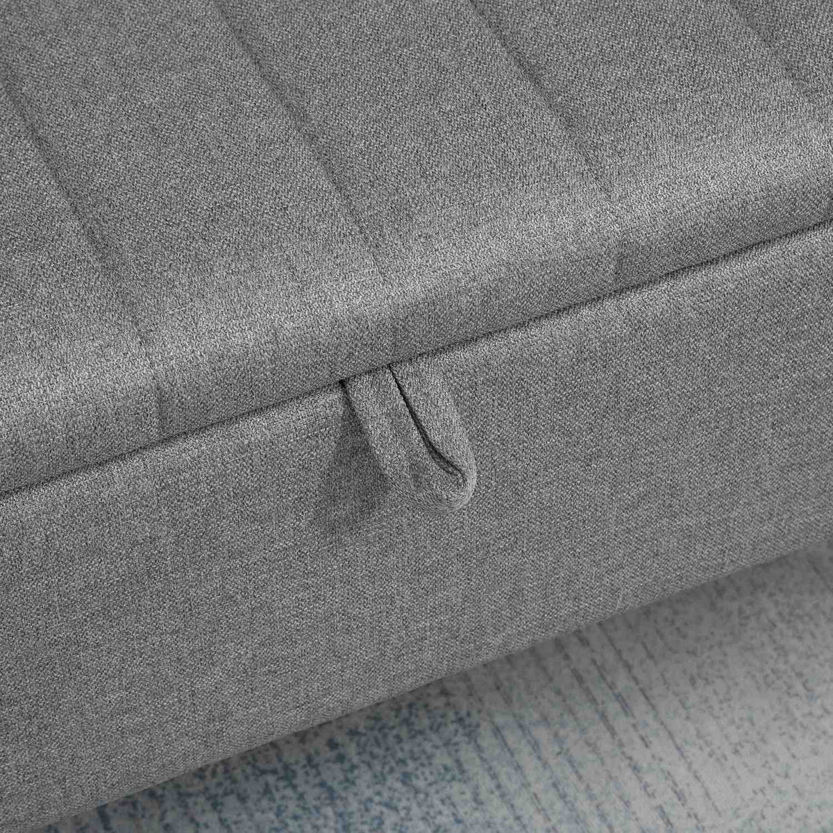 Bench with storage space Upholstered bench with linen look, seat chest with steel legs 102 x 40 x 44 cm, grey