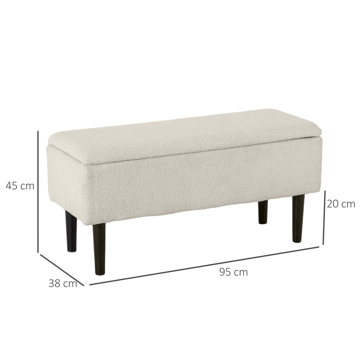 Bench with storage space, bed bench, upholstered bench with folding lid, velvet look, chest bench for living room, bedroom, 95 x 38 x 45 cm