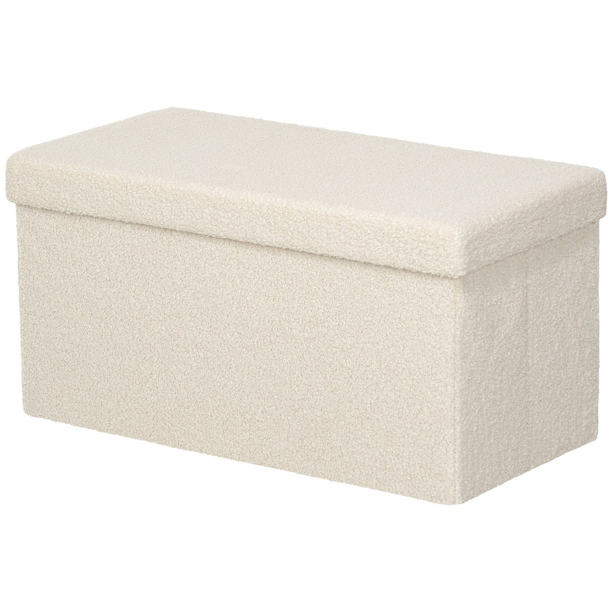 Bench with storage space, foldable upholstered bench, bed bench with velvet look, seat chest for hallway, bedroom, living room, 76 x 38 x 38 cm cream white