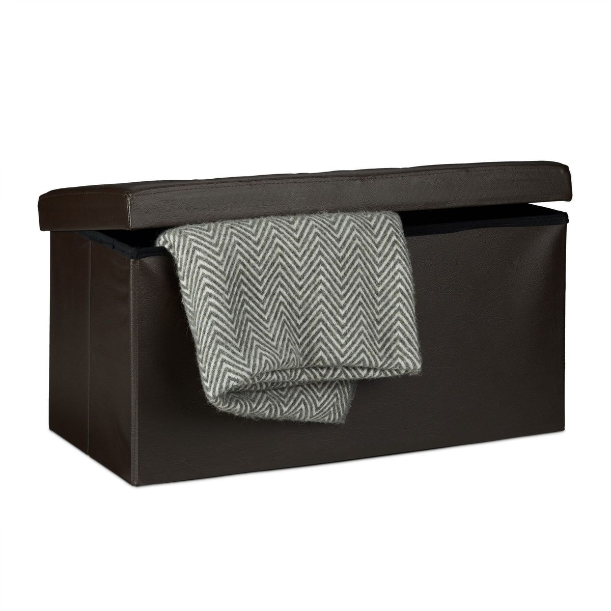 Bench with storage space in artificial leather