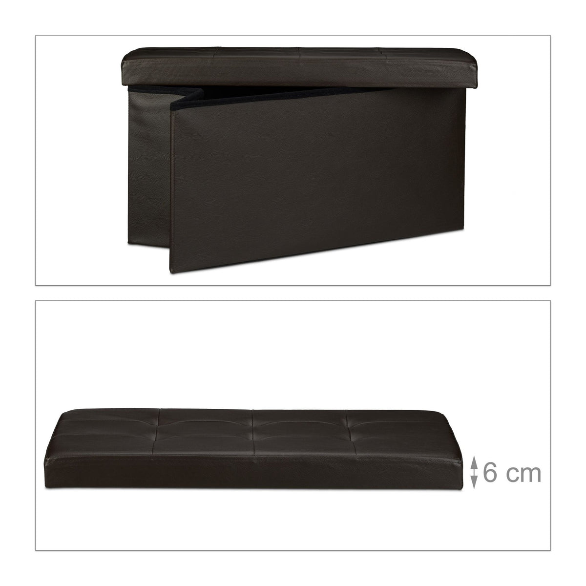 Bench with storage space in artificial leather