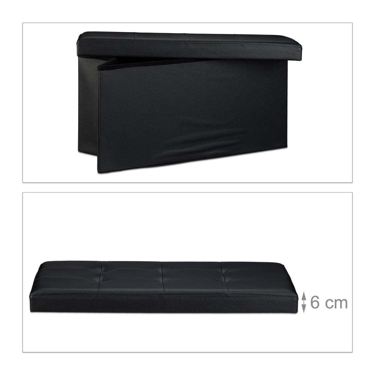 Bench with storage space in artificial leather