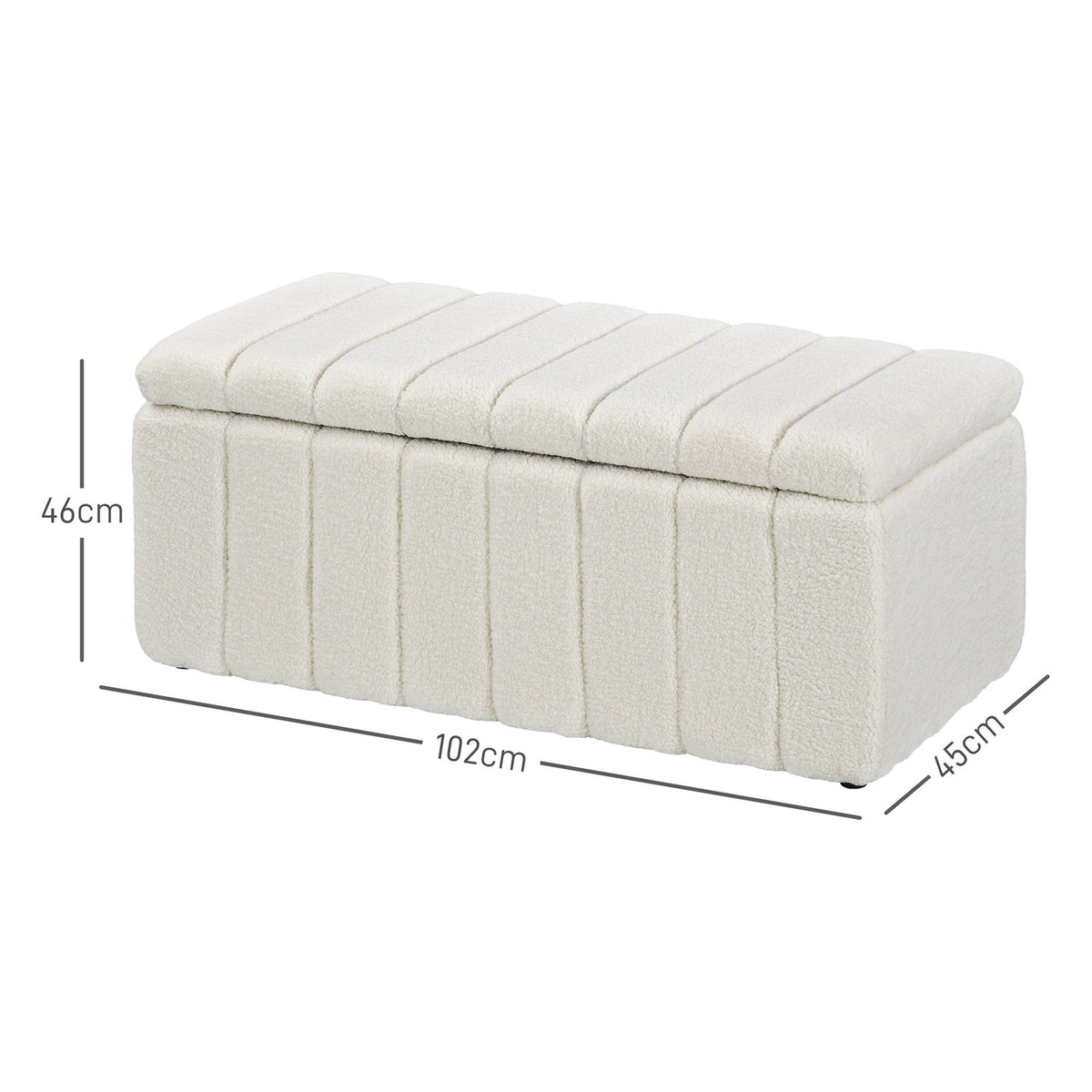 Bench with storage space, upholstered bench, bed bench with wooden legs, seat chest for hallway, bedroom, living room, 102 x 45 x 46cm