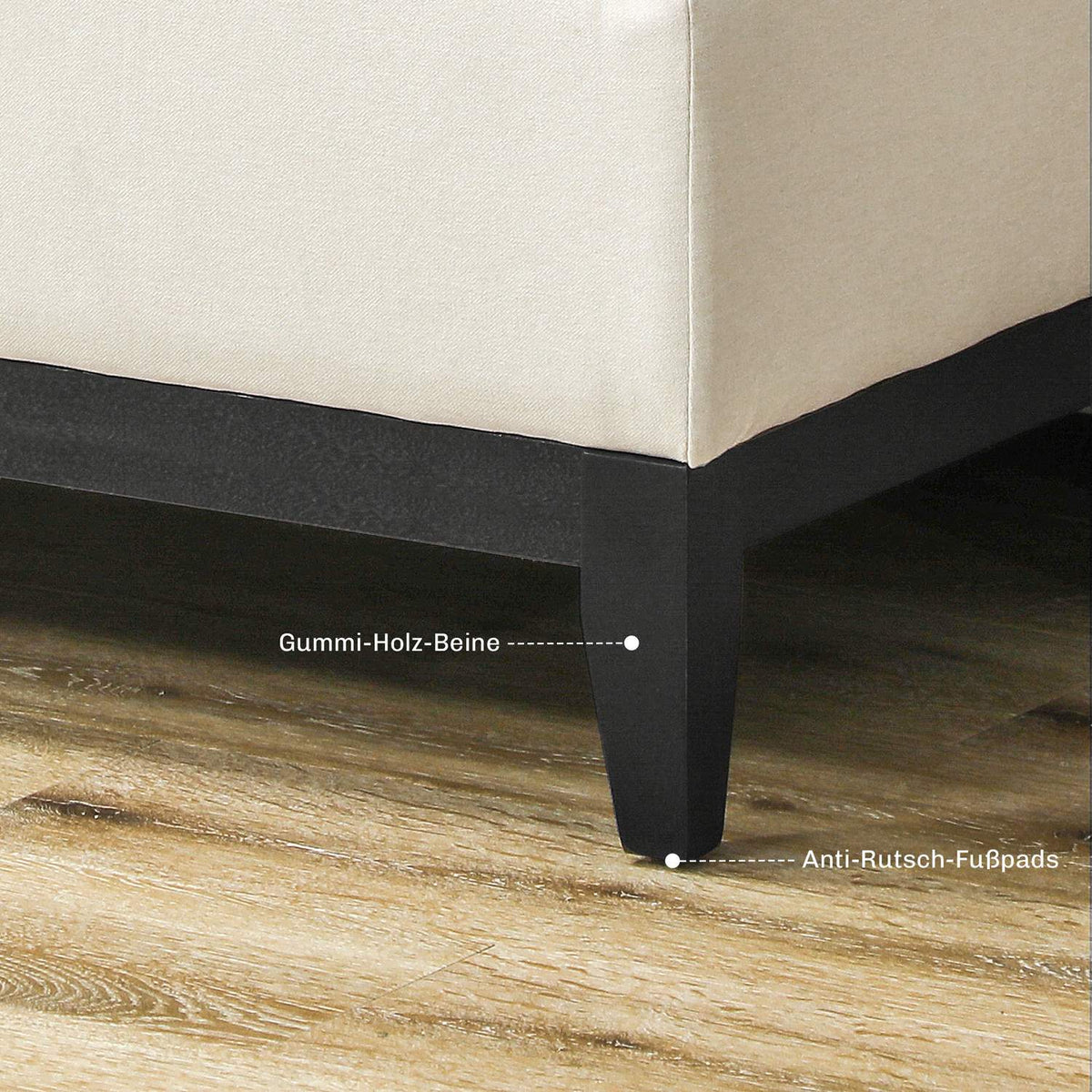 Bench with storage space, upholstered bench, can hold up to 120 kg, bed bench with storage box, foam for living room, bedroom, cream white, 107 x 50 x 44 cm