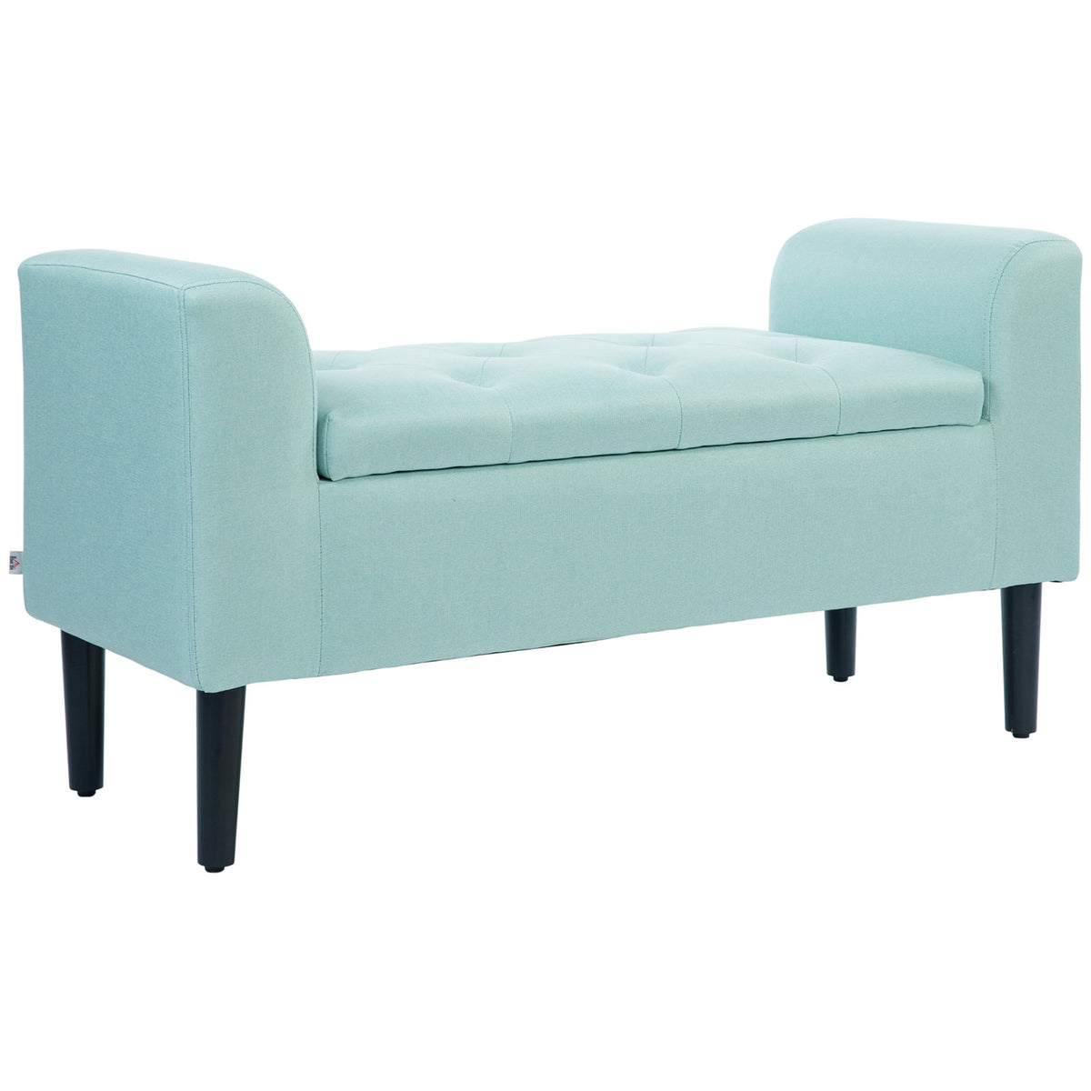 Bench with storage space, upholstered bench with linen look, stool with a load capacity of up to 130 kg, storage box, for living room, bedroom, hallway, 116 x 44 x 58 cm green