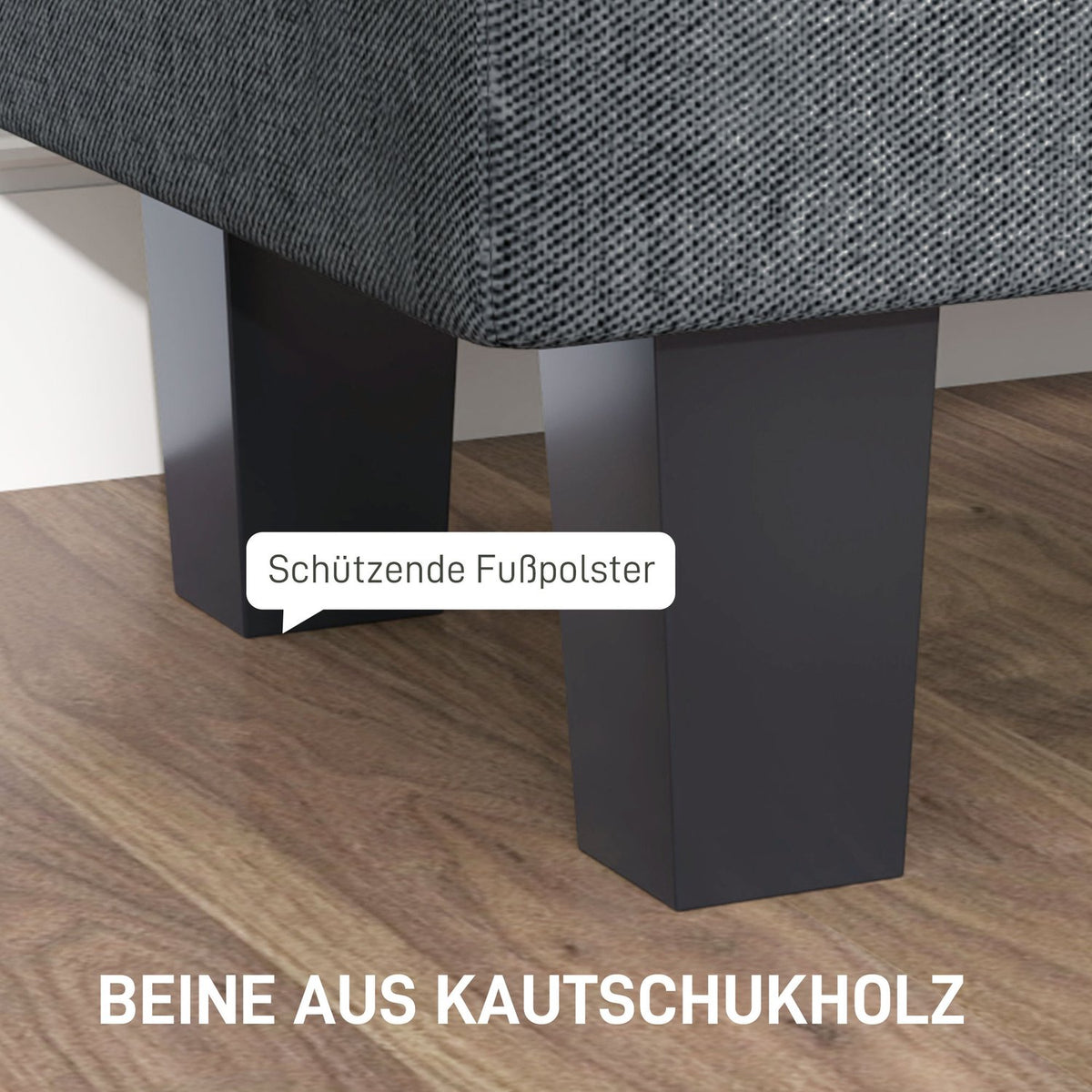 Bench with storage space, upholstered bench with linen look, wooden legs, modern bed bench for hallway, bedroom, living room, 138 x 40 x 45 cm, dark gray