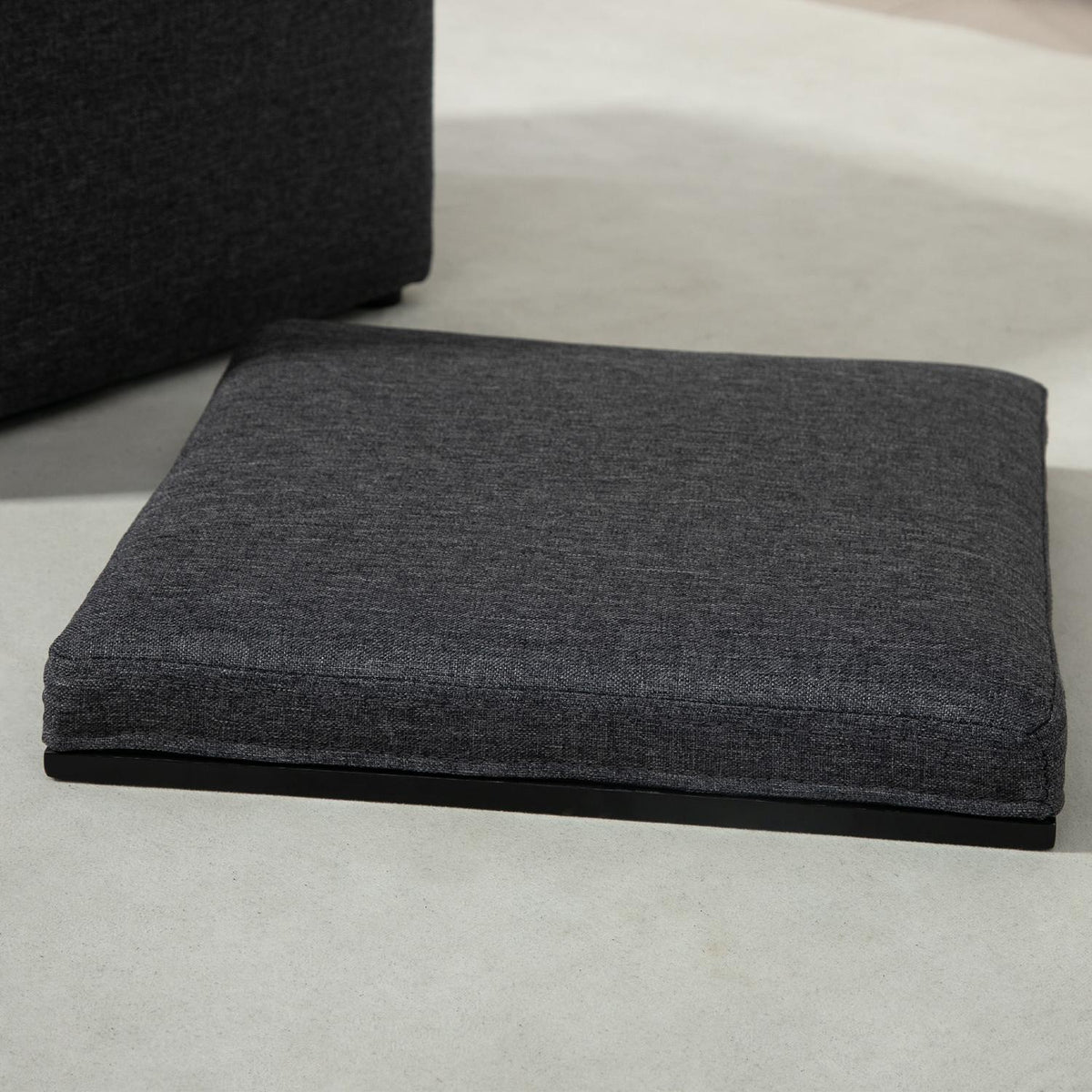 Bench with storage space, upholstered bench with removable lid, bed bench with linen look, for hallway, bedroom, living room, 42 x 42 x 41 cm dark gray
