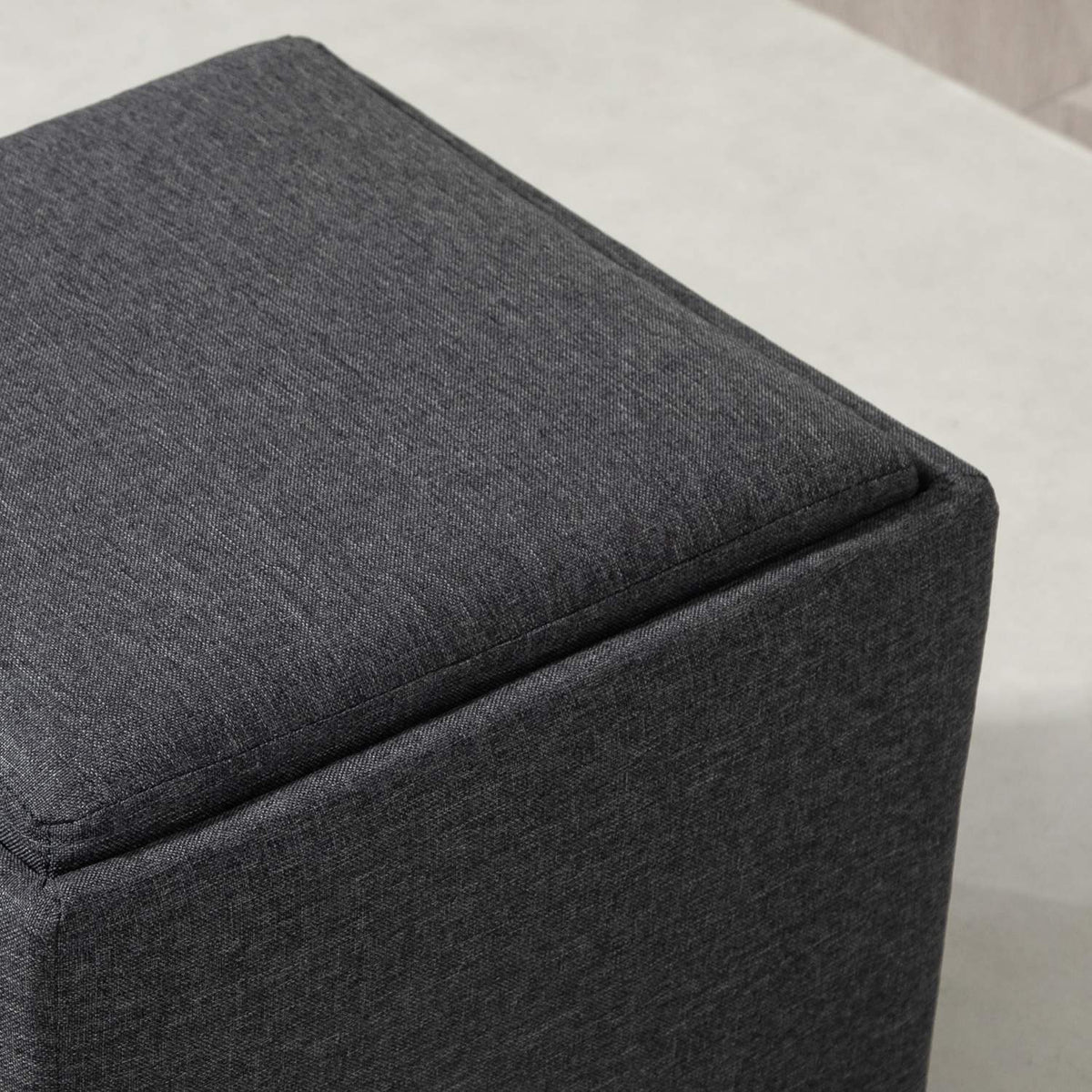 Bench with storage space, upholstered bench with removable lid, bed bench with linen look, for hallway, bedroom, living room, 42 x 42 x 41 cm dark gray