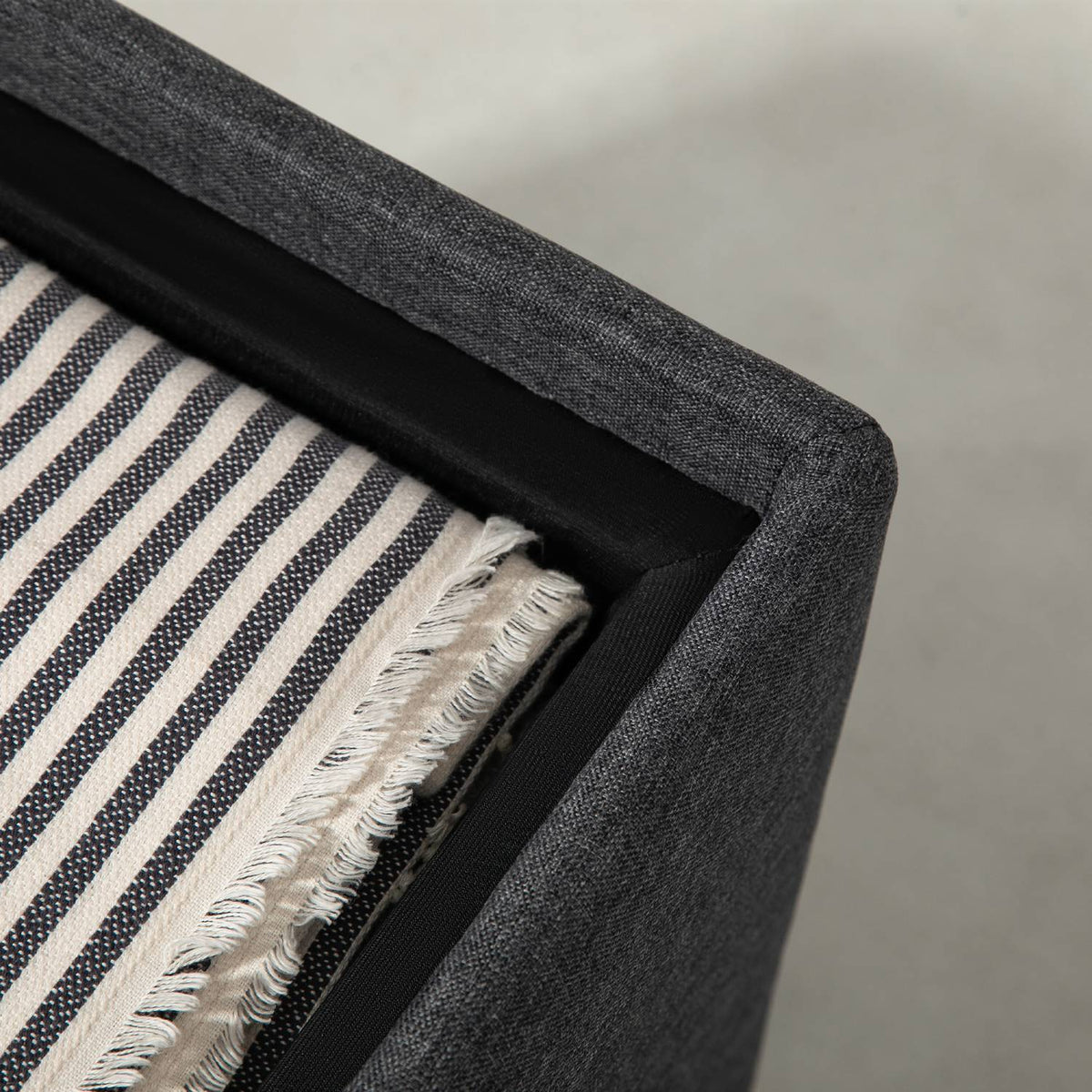 Bench with storage space, upholstered bench with removable lid, bed bench with linen look, for hallway, bedroom, living room, 42 x 42 x 41 cm dark gray