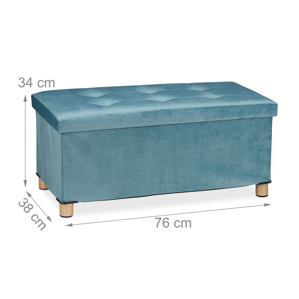 Bench with velvet cover and wooden feet