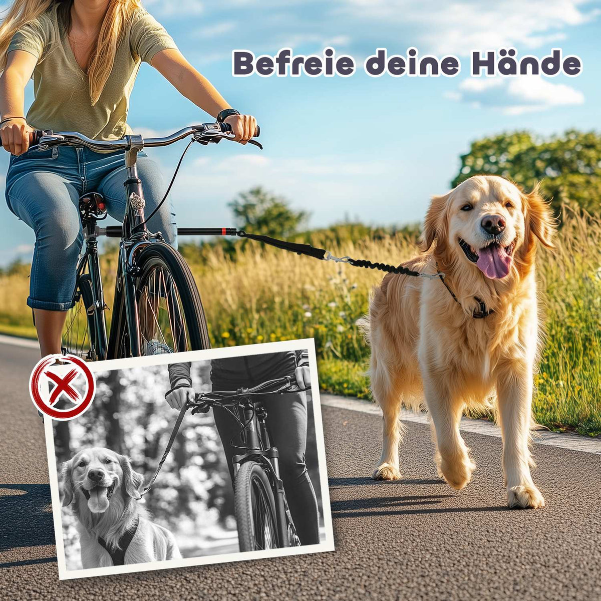Bicycle Leash for Dogs Bicycle Dog Leash Easy Installation and Disassembly Dog Leash for Bicycle, Cycling, Training, Jogging, Black