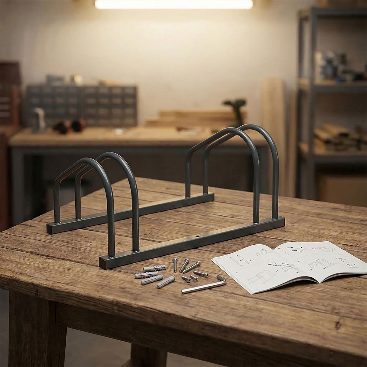 Bicycle Rack, Floor Or Wall Mount, Steel, 65 mm Tires
