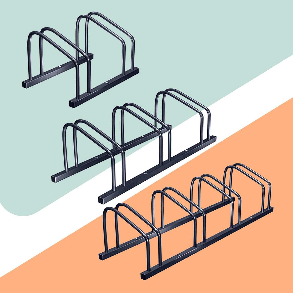 Bicycle Rack, Floor Or Wall Mount, Steel, 65 mm Tires