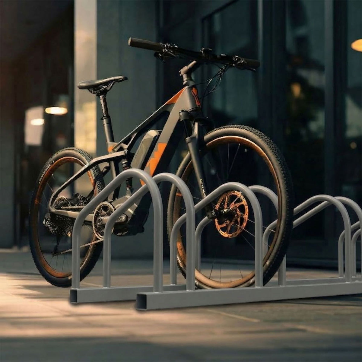 Bicycle Rack, Floor Or Wall Mount, Steel, Up To 65 mm Tires