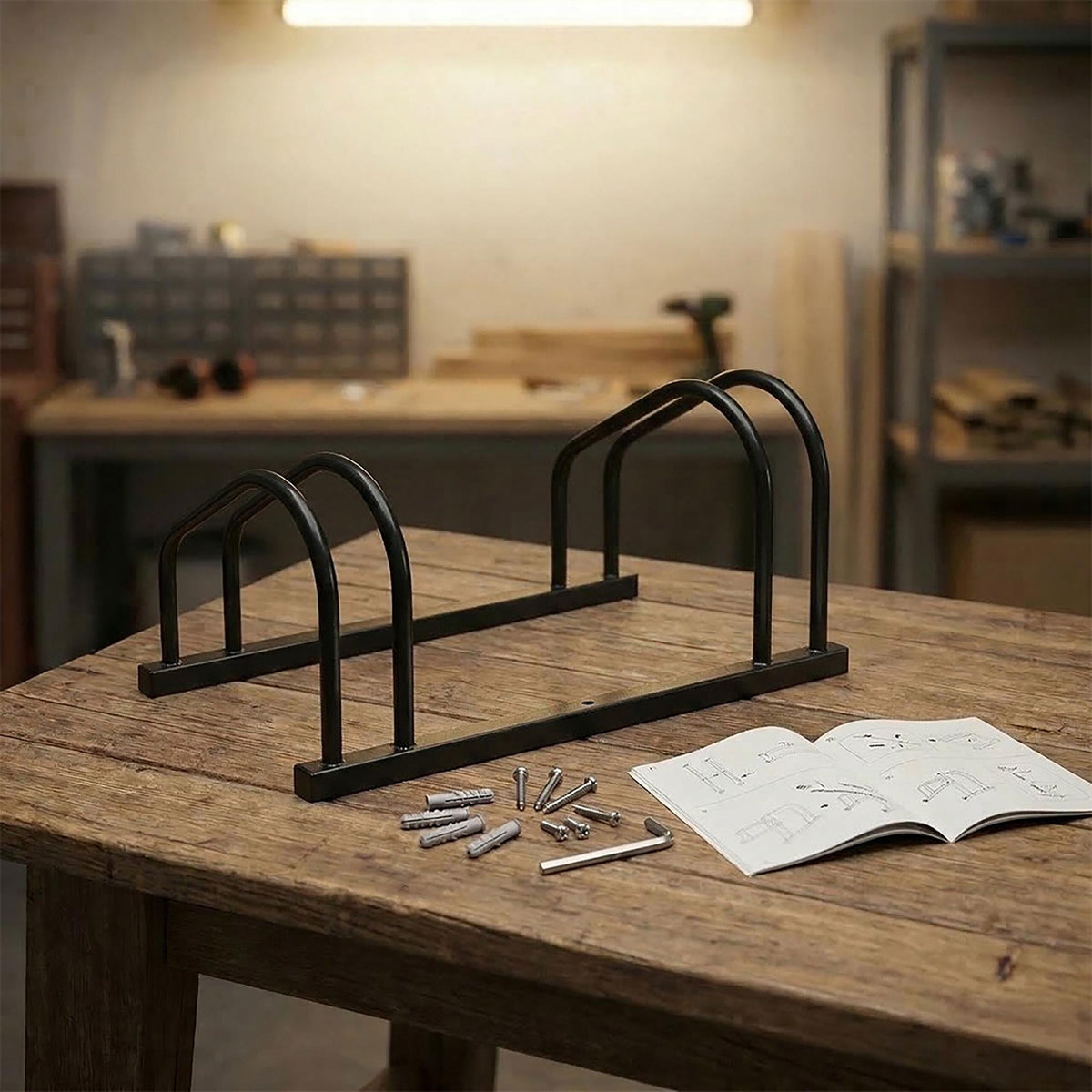 Bicycle Rack for Floor or Wall – Steel, Up To 65 mm Tires