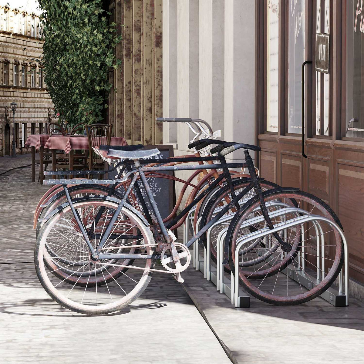 Bicycle Stand, Bike Stand, Weatherproof, Durable, Floor And Wall Mounting, Steel, Up To 5 Bicycles, Silver, 145 X 33 X 27 Cm