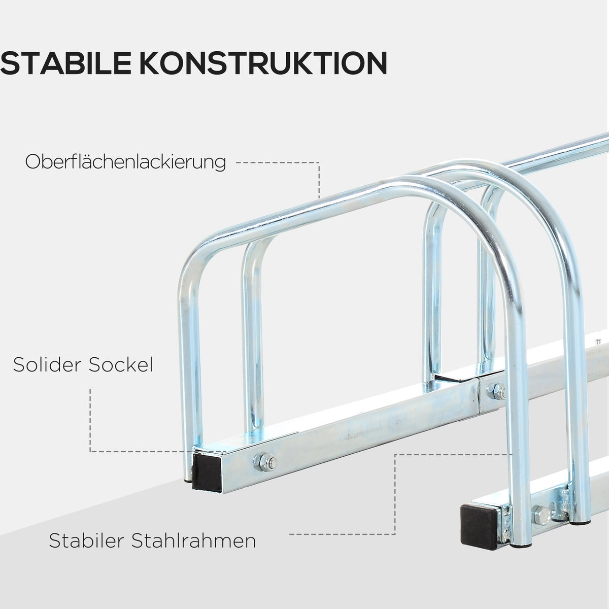 Bicycle Stand, Bike Stand, Weatherproof, Durable, Floor And Wall Mounting, Steel, Up To 5 Bicycles, Silver, 145 X 33 X 27 Cm