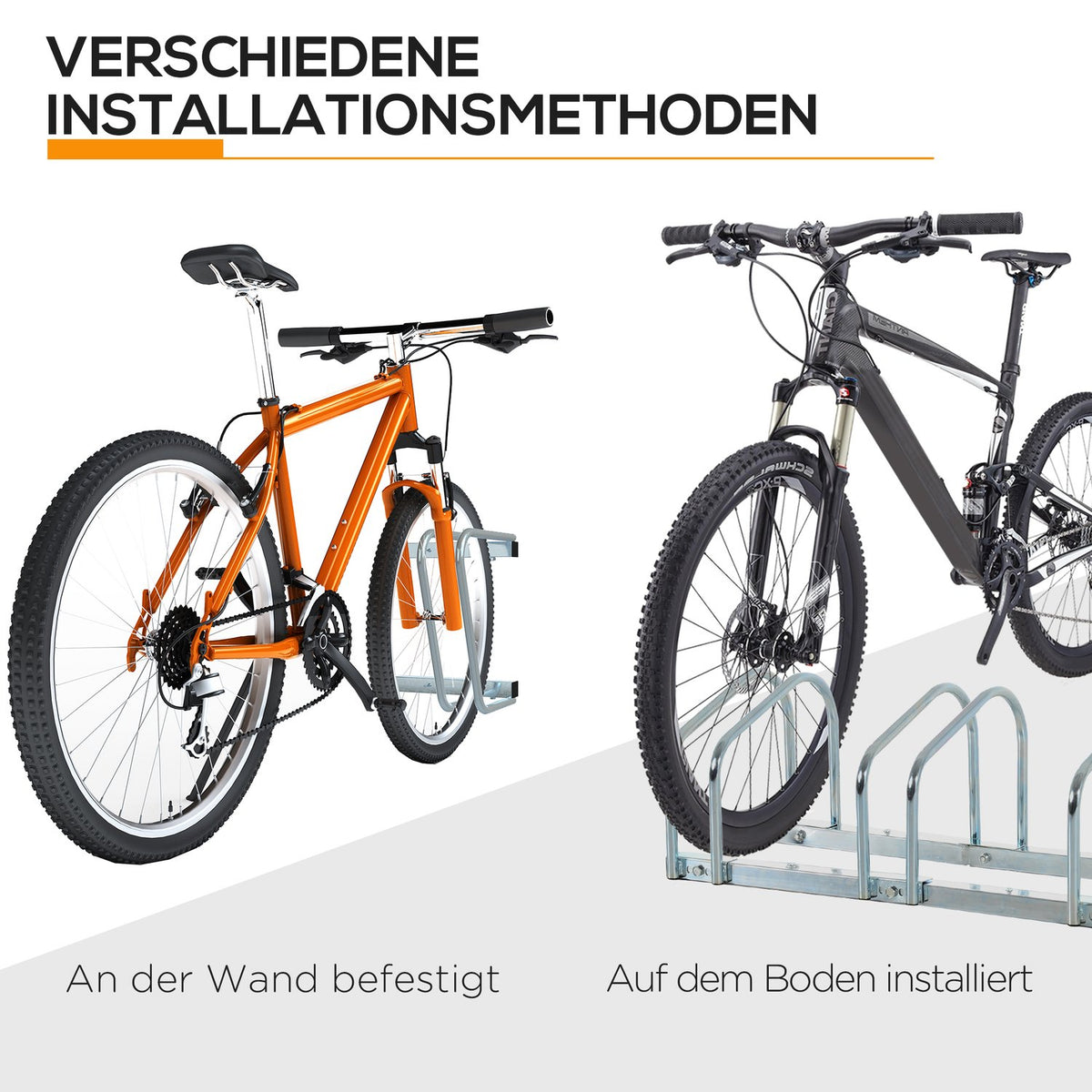 Bicycle Stand, Bike Stand, Weatherproof, Durable, Floor And Wall Mounting, Steel, Up To 5 Bicycles, Silver, 145 X 33 X 27 Cm