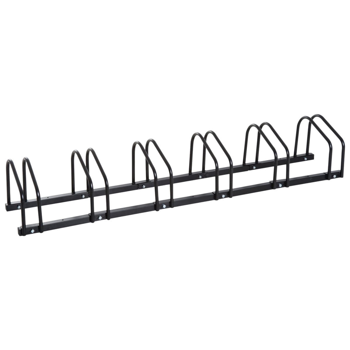 Bicycle Stand For Up To 6 Bikes, Multiple Stands, Floor And Wall Mounting, Steel, Black, 160X33X27Cm