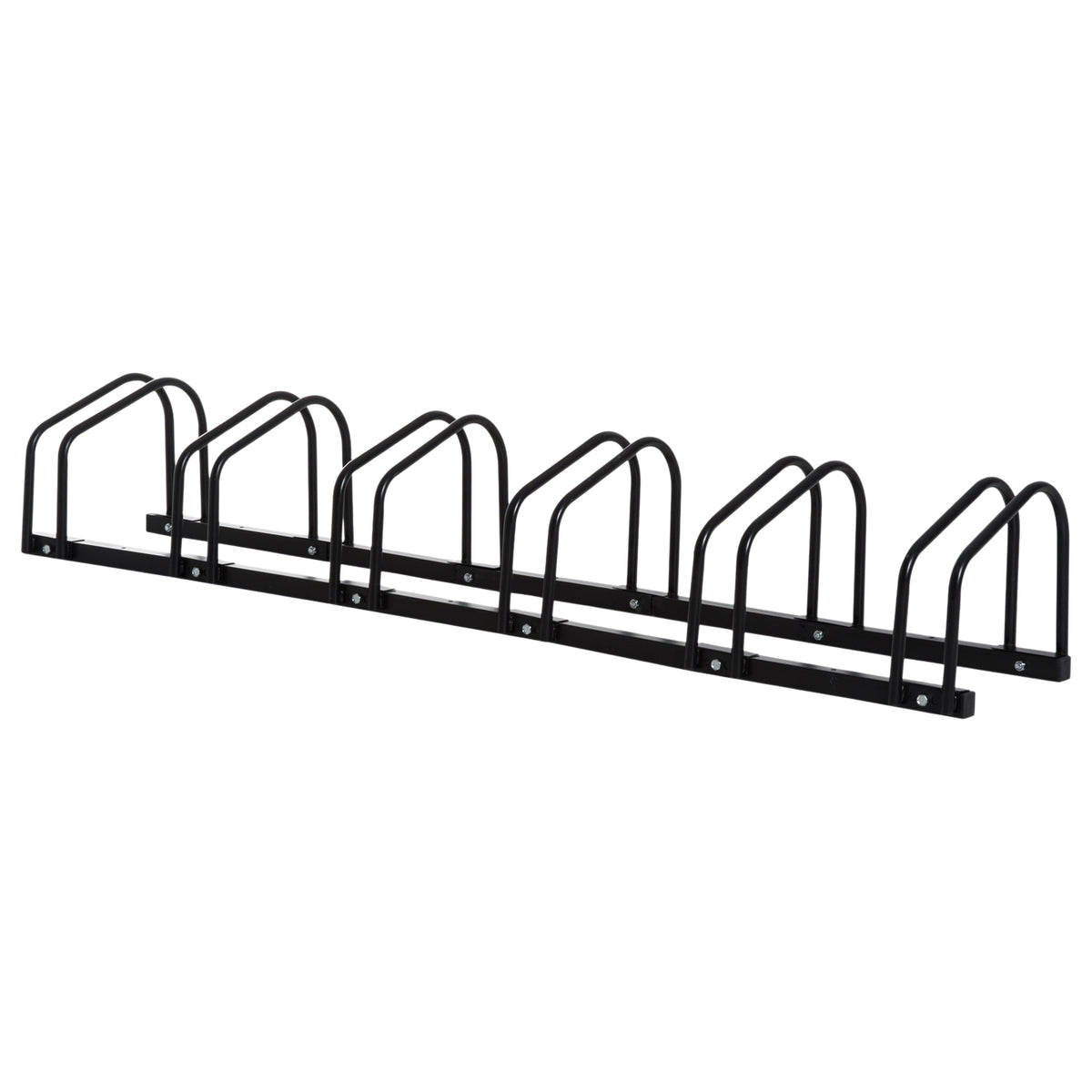Bicycle Stand For Up To 6 Bikes, Multiple Stands, Floor And Wall Mounting, Steel, Black, 160X33X27Cm