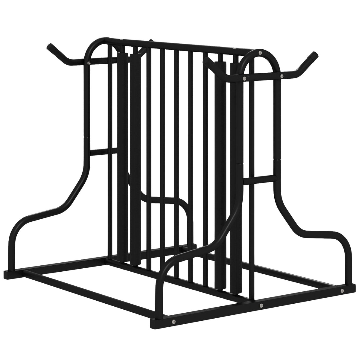 Bicycle Stand, Multiple Stand, Weatherproof, For Up To 4 Bicycles, On Both Sides, Steel, Black, 90X80X80Cm