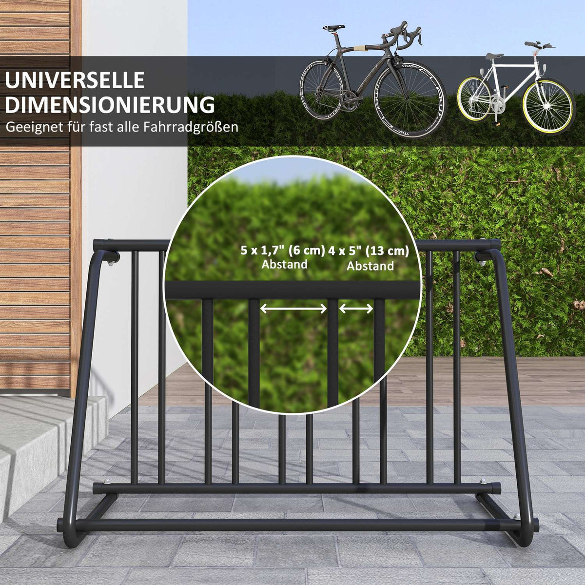 Bicycle Stand, Multiple Stand, Weatherproof, Up To 3 Bicycles, Steel, Black, 114X58X75Cm