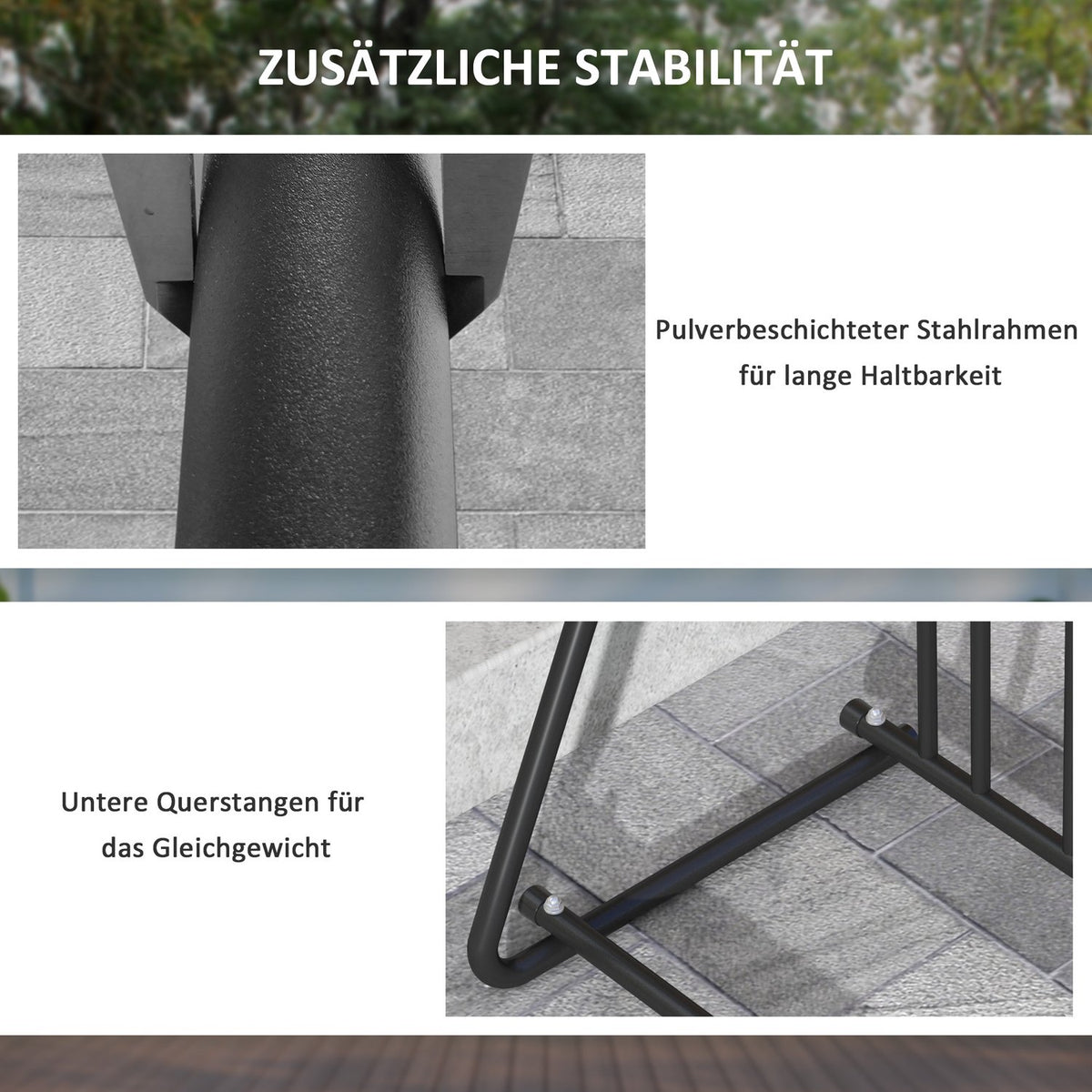 Bicycle Stand, Multiple Stand, Weatherproof, Up To 3 Bicycles, Steel, Black, 114X58X75Cm