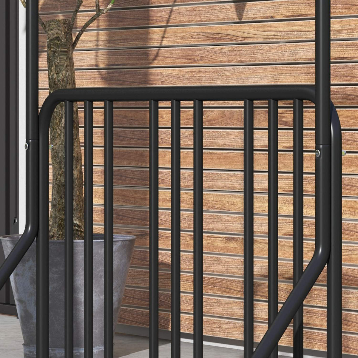 Bicycle Stand With Handle, Multiple Stands On Both Sides, Weatherproof, Up To 4 Bicycles, Steel, Black, 102X92X130Cm