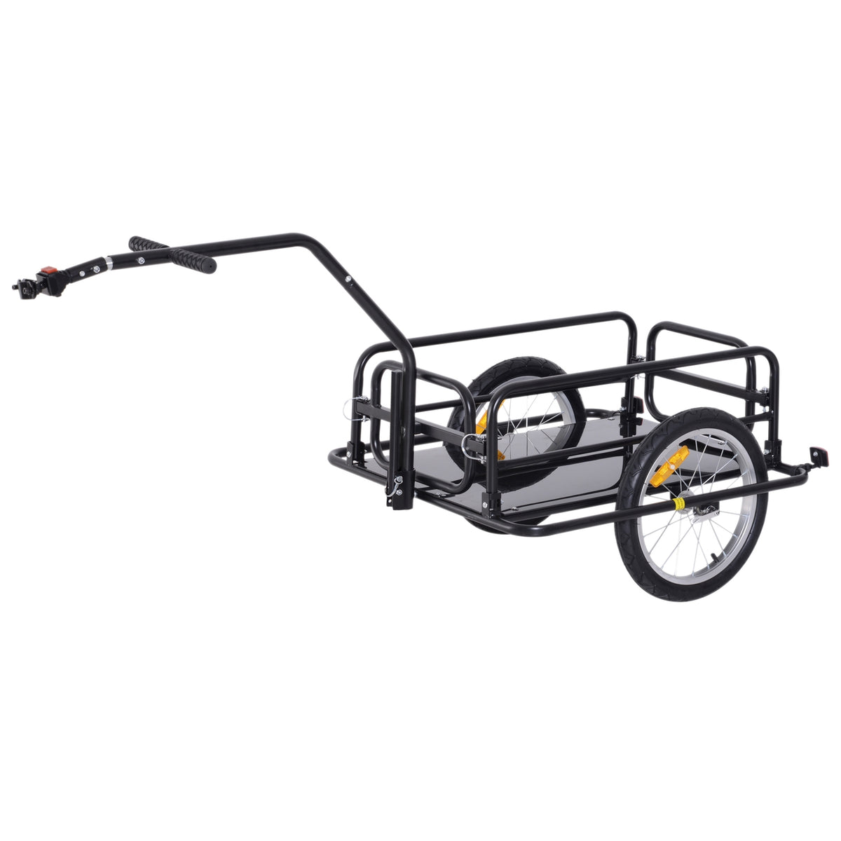 Bicycle Trailer Load Trailer 40 Kg Load Capacity, Transport Trailer With Folding Coupling, Black, 155X71.5X77Cm