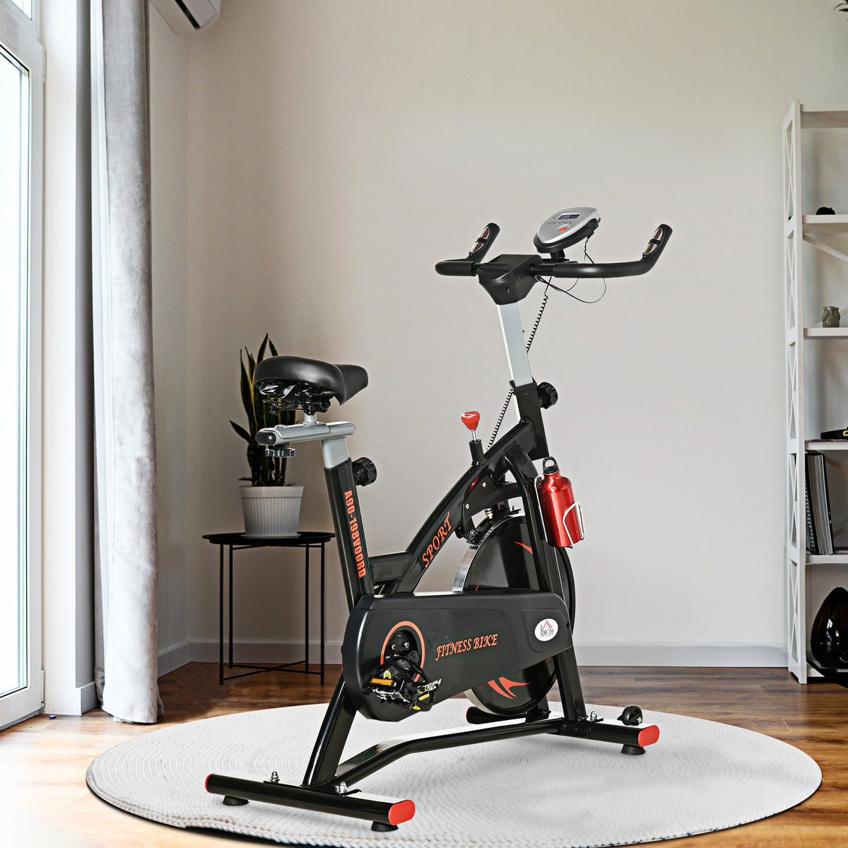 Bicycle Trainer Exercise Bike Fitness Bike With Continuous Resistance, 10Kg Flywheel, Lcd Display, Height Adjustable, Steel, 47X120X104.5-117 Cm