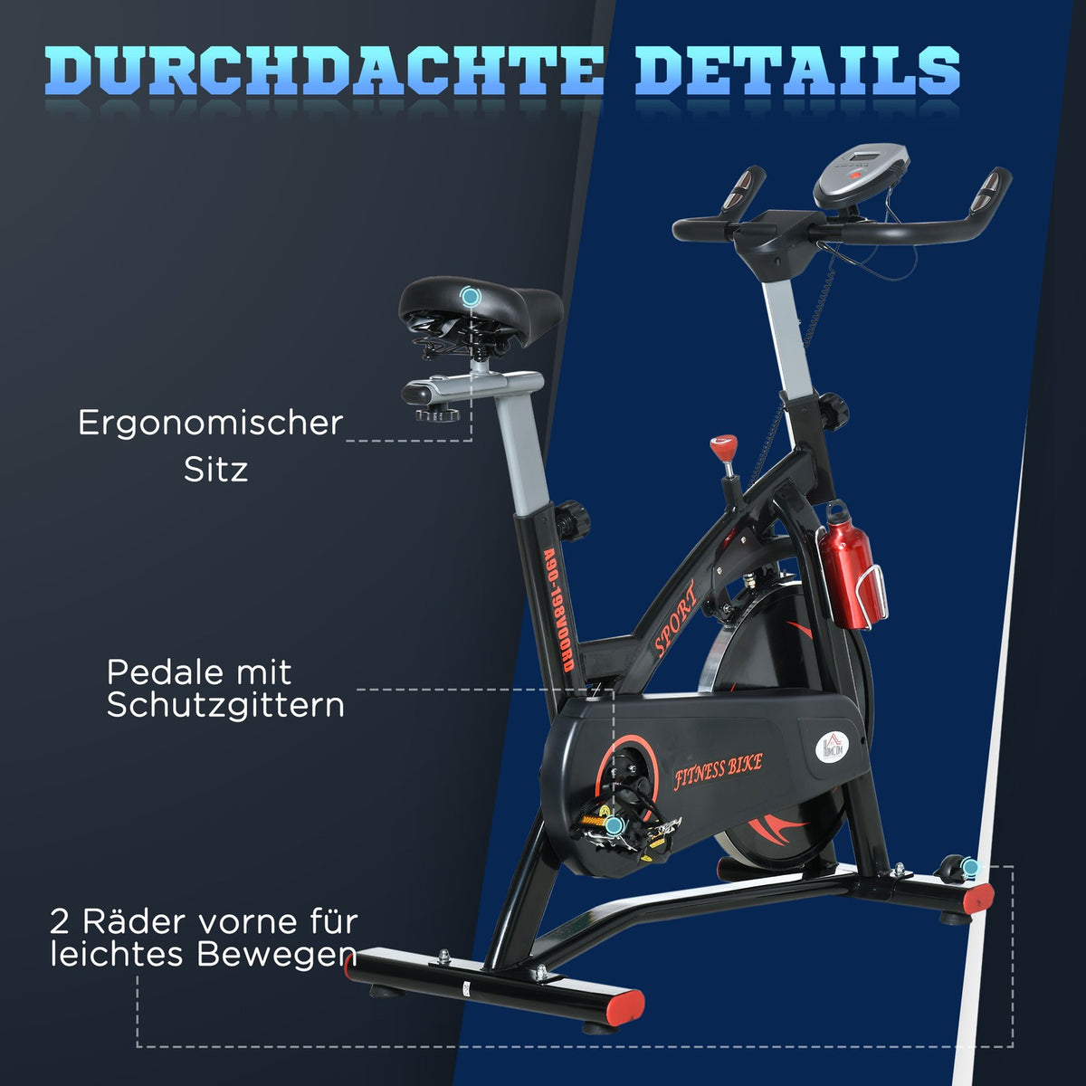 Bicycle Trainer Exercise Bike Fitness Bike With Continuous Resistance, 10Kg Flywheel, Lcd Display, Height Adjustable, Steel, 47X120X104.5-117 Cm