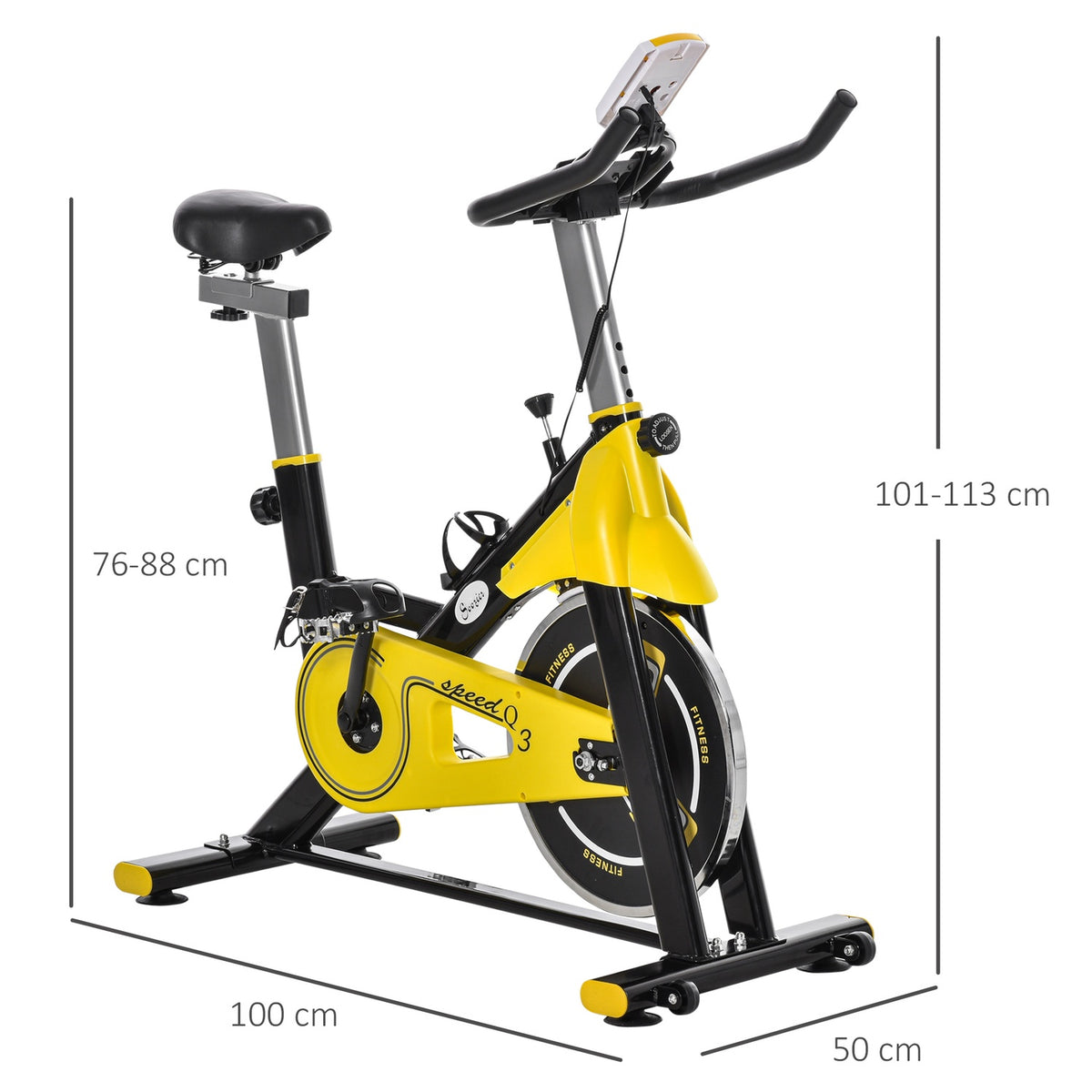 Bicycle Trainer, Height-Adjustable Exercise Bike, Fitness Bike, Roller Trainer With Belt Drive, Lcd Display, Steel Abs, 50X100X101-113 Cm